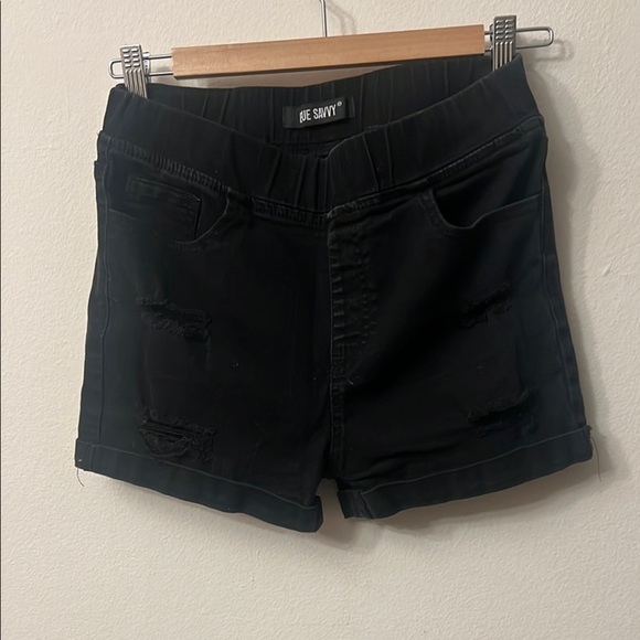 Savvy Black Jean Shorts Mid-Length Rolled Hem 331 - Picture 1 of 5
